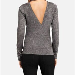 The Limited V-Back Gray Metallic Sweater